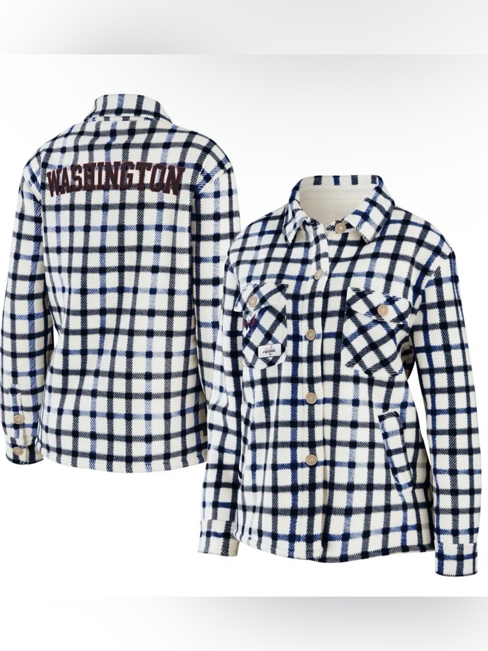 Washington Capitals WEAR by Erin Andrews Women's Plaid Button-Up Shirt Jacket